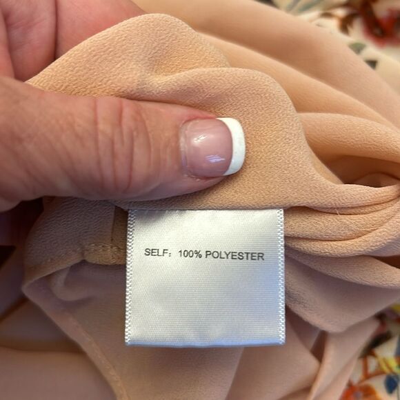 Rose + Olive peach floral ruffle long sleeve blouse Size S EUC - Picture 11 of 11